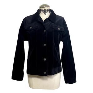 Black Velvet Gothic Grunge Whimsigoth Trucker Jacket 90s Goth Style Size XL